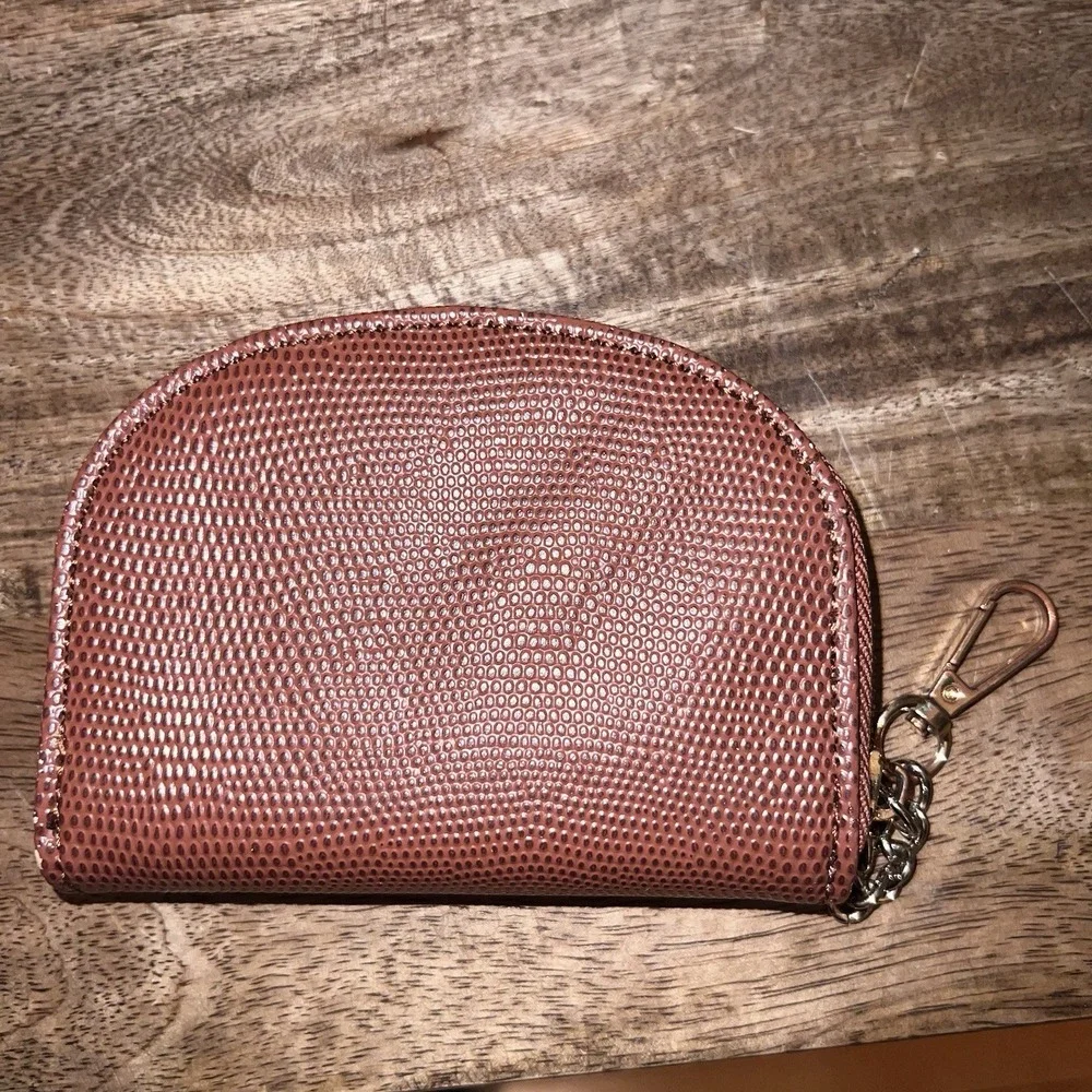 Anne Klein Brown Small Wallet W/ Gold Zipper Credit Card Coin Holder Mini Clutch